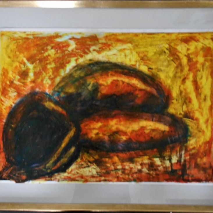 No. T107
Original tegning - signeret
Oliekridt på papir
format: 42 x 59,4 cm.
Incl.  passepartout m/ sort ramme. mål 59 x 84 cm.
Dkr. 2500/euro € 335