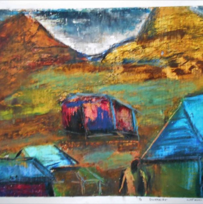 Nr. T119
Original tegning
Oliekridt på papir
format: 42 x 29,7 cm.
Incl.  passepartout m/ sort ramme, mål 42 x 59 cm.
Dkr. S O L G T