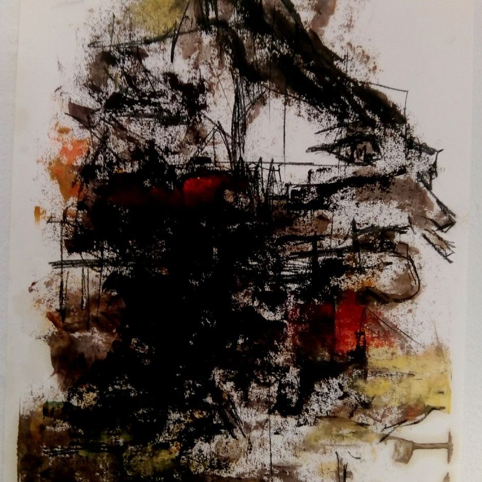 No. T109
Original tegning
Oliekridt på papir
format:  42 x 59,4 cm.
Incl. passepartout m/ sort ramme, mål 84 x 59 cm.
Dkr. 2500/euro € 335