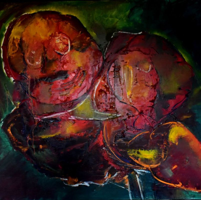 Nr. 235
Olie på lærred
Titel: Figurer i grønt/figures in green
Mål: h. 120 x br. 140 cm
Incl. svæveramme sort/sølv
Pris kr. 12.000/Euro 1.610