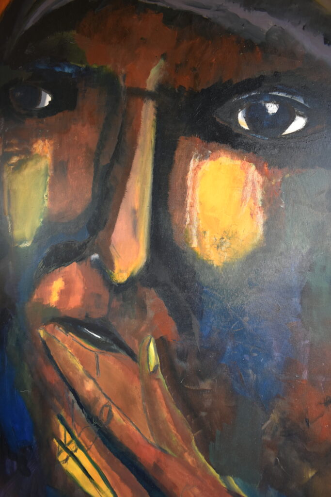 No. 303 Mål 140x120cm Titel: Face Olie på lærred incl. svæveramme sort/sølv Pris kr. 14.000/Euro 2.020