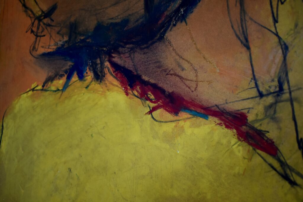 No. 361 Oil on masonite Mål: 61x61 Titel: Ansigt2 Pris: dkr.3.000