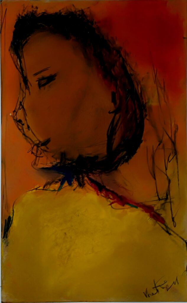 No. 361 Oil on masonite Mål: 61x61 Titel: Ansigt2 Pris: dkr.3.000