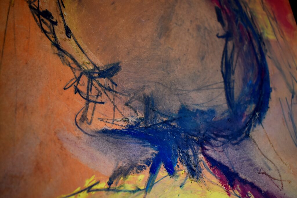 No. 361 Oil on masonite Mål: 61x61 Titel: Ansigt2 Pris: dkr.3.000