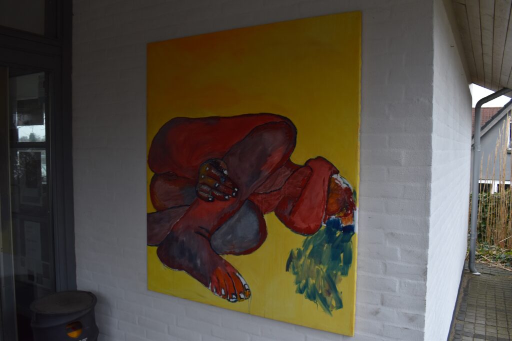 No. 415 Mål 140x120cm Titel: model liggende på siden Olie på lærred incl. svæveramme sort/sølv Pris kr. 14.000/Euro 2.020