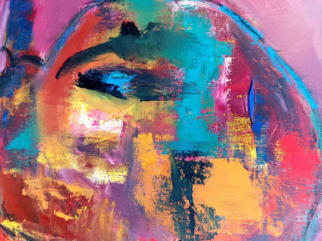 No. 430 Oil on canvas Mål: 50x50 Titel: Face Pris: dkr.3.000