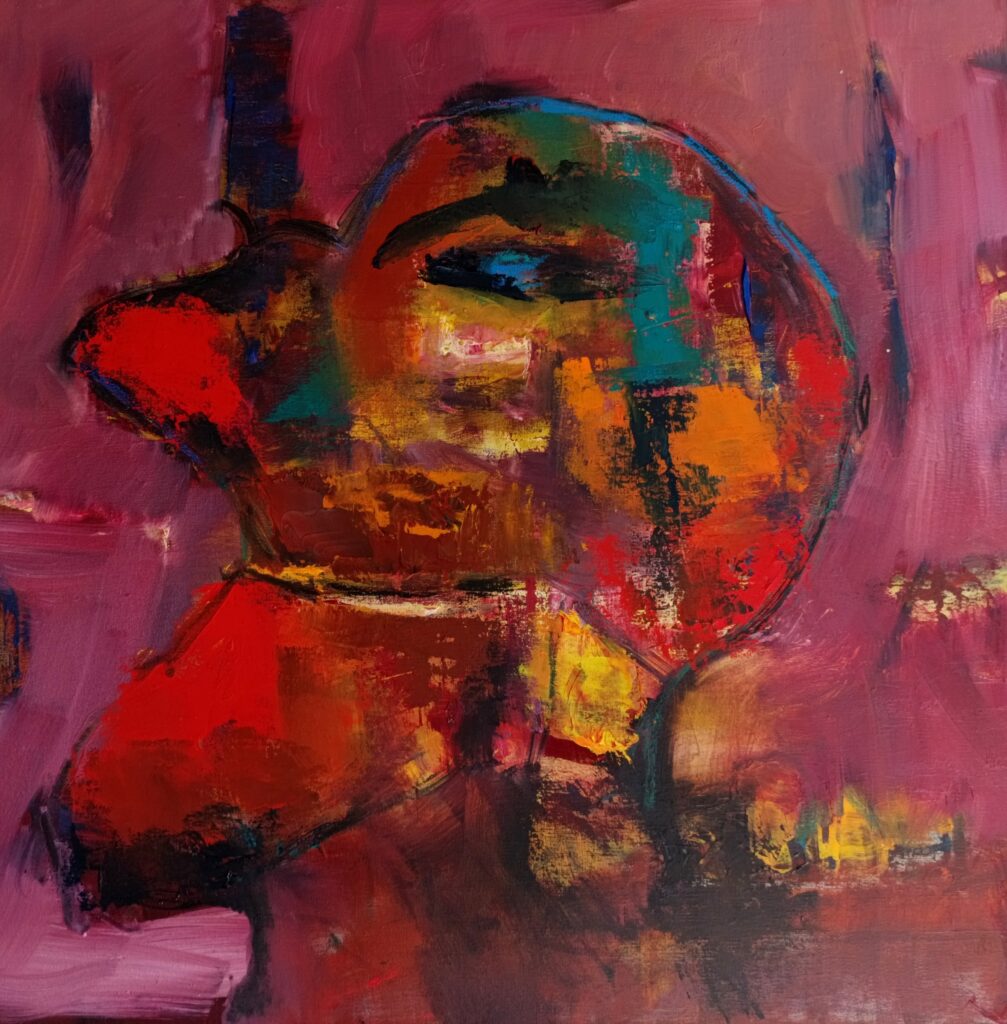 No. 430 Oil on canvas Mål: 50x50 Titel: Face Pris: dkr.3.000