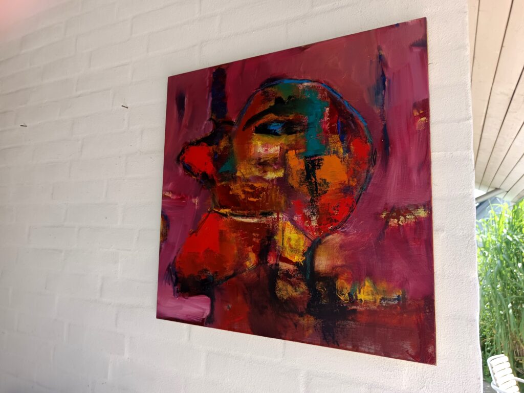 No. 430 Oil on canvas Mål: 50x50 Titel: Face Pris: dkr.3.000