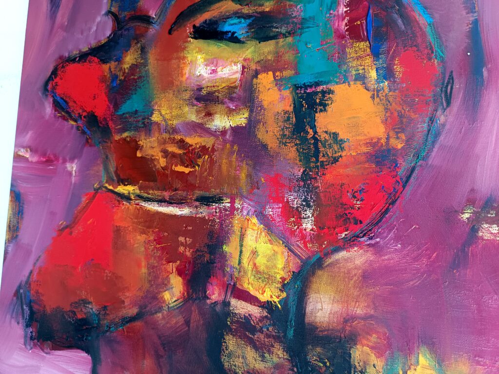 No. 430 Oil on canvas Mål: 50x50 Titel: Face Pris: dkr.3.000