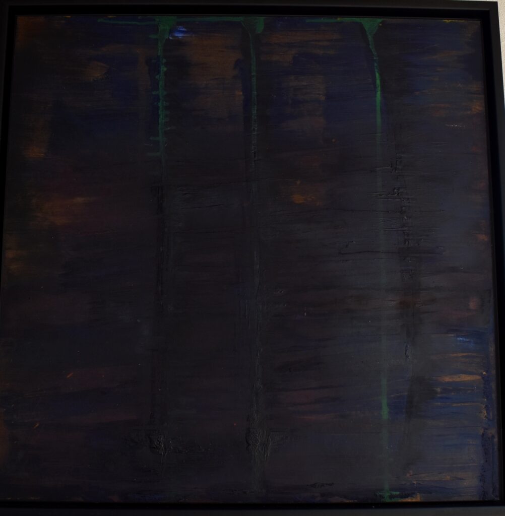 No. 341 Tittel: Grønne spejlinger Størrelse: h. 61cm x b. 61 cm Materiale: Oil on camasonite Indramning: Svæveramme sølv/sort Pris: dkr. 4.000 Euro 535
