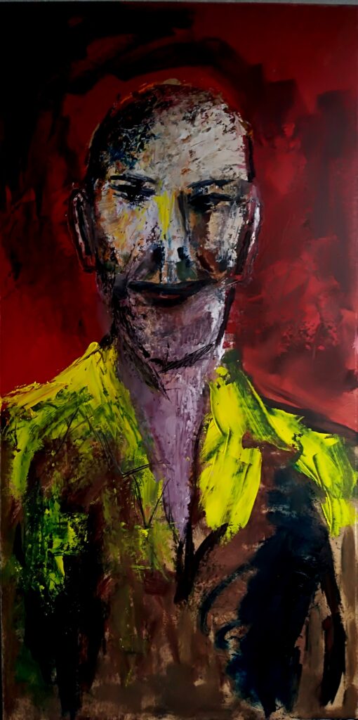 No. 354 Mål 61x122cm Titel: Olie på masonite incl. svæveramme sort/sølv Pris kr. 7.000/Euro 935