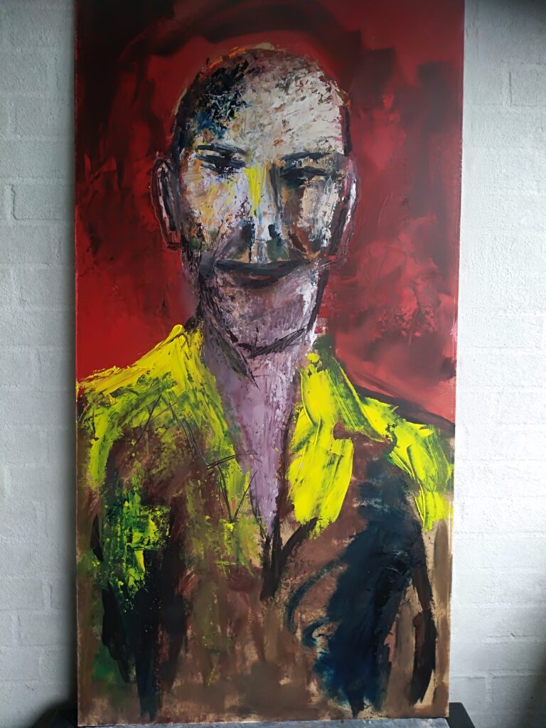 No. 354 Mål 61x122cm Titel: Olie på masonite incl. svæveramme sort/sølv Pris kr. 7.000/Euro 935
