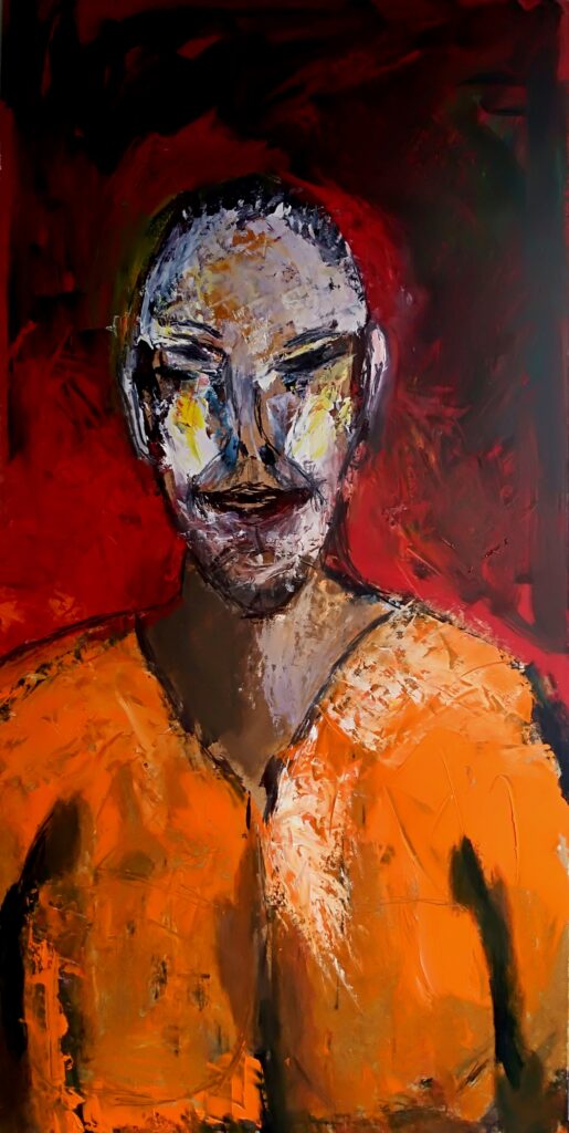 No. 353 Mål 61x122cm Titel: Olie på masonite incl. svæveramme sort/sølv Pris kr. 7.000/Euro 935