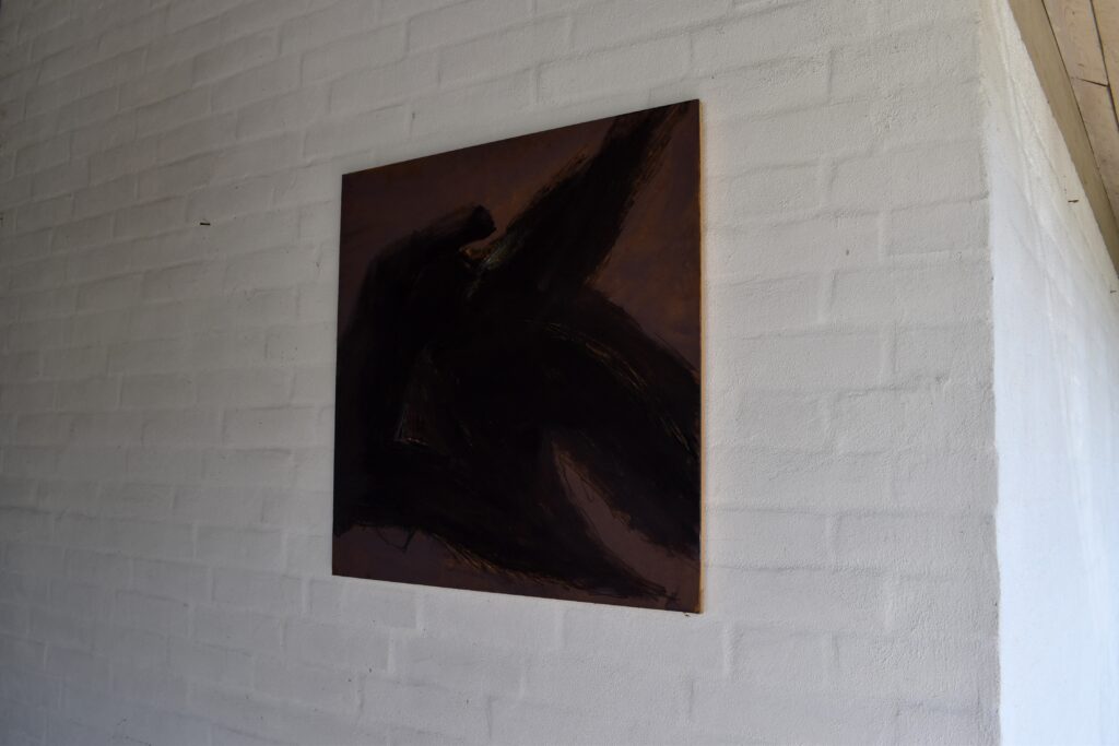 No. 368 Tittel: Vinger på flugt Størrelse: h. 61cm x b. 61 cm Materiale: Oil on camasonite Indramning: Svæveramme sølv/sort Pris: dkr. 4.000 Euro 535