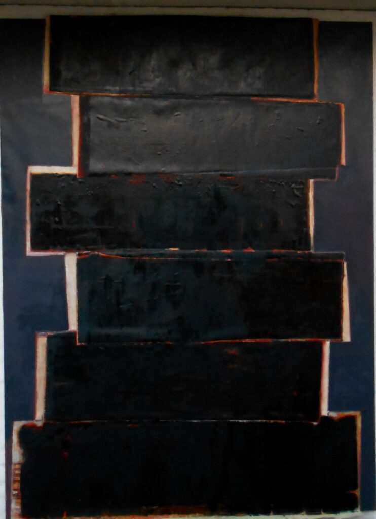 No. 375 Mål 200x150cm
Titel: Robusthed
Olie på lærred incl. svæveramme sort/sølv Pris kr. 30.000/Euro 401