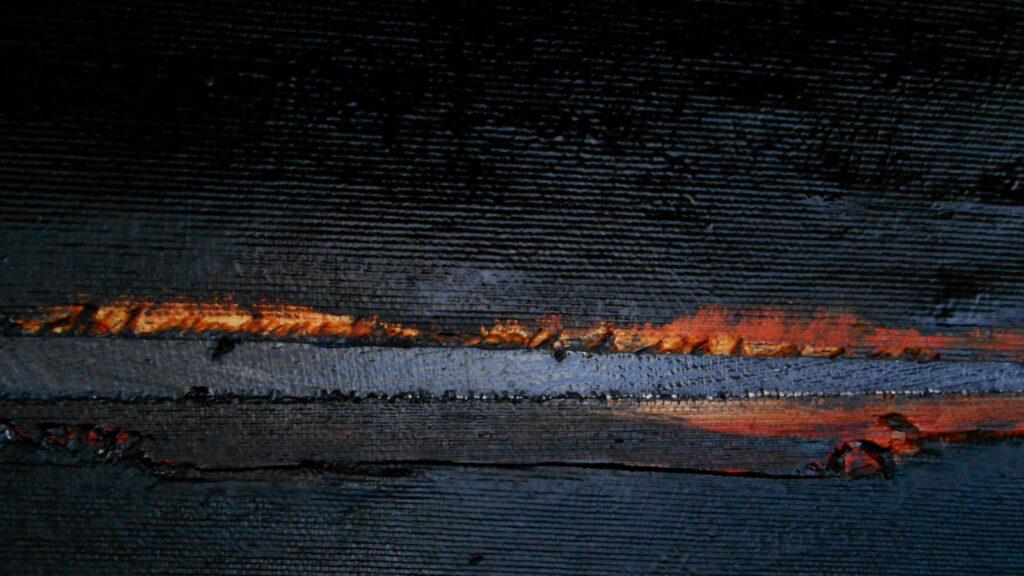 No. 375 Mål 200x150cm Titel: Robusthed Olie på lærred incl. svæveramme sort/sølv Pris kr. 30.000/Euro 401
