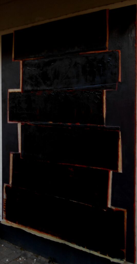 No. 375 Mål 200x150cm Titel: Robusthed Olie på lærred incl. svæveramme sort/sølv Pris kr. 30.000/Euro 4015