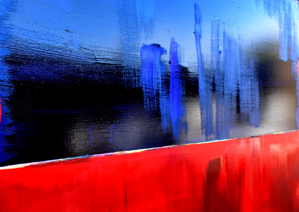 No. 392 Mål 100x100cm Titel: Indsigt Olie på lærred incl. svæveramme sort/sølv Pris kr. 10.000/Euro 1.34